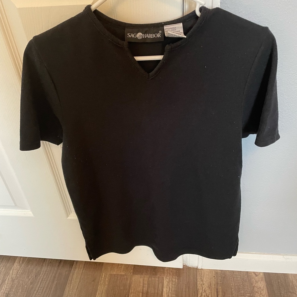Sag Harbor Black Knit Top Size S